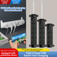 Multiprise murale rotative avec prises universelles EU, UK, US et charge rapide Type-C PD, fixation murale