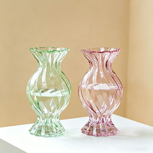 Vase en verre minimaliste européen, design bombé rétro, décoration intérieure pour <span class=keywords><strong>salon</strong></span>, bureau, arrangement floral - Product Image 4