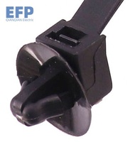 Attaches-câbles en plastique EFP 6.6x166 à verrouillage inversé, trou noir de 6,5 mm de diamètre, 100 pièces, couleur noire