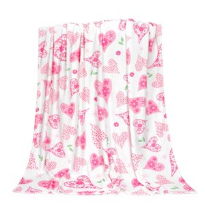 Manta de Cama de Franela de Poliéster Roja con Forma de Corazón, Cubrecama de Sofá a Rayas, para las Cuatro Estaciones, Regalo de San Valentín para el Hogar - Product Image 3