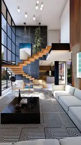 Staircase Floating Stairs For Indoor Modern Wooden Invisible Mono Stringer Staircase