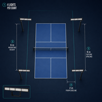 Projecteur LED pour pickleball 240W, source lumineuse LUMILEDS, driver SUNCOM, design anti-éblouissement, IP65, 26030lm, pour terrains d'entraînement en extérieur