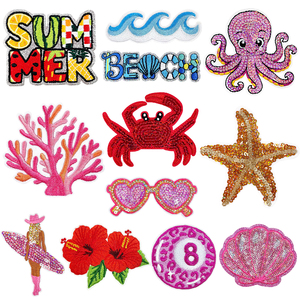 Patch brodé en feutre non tissé écologique d'été, applique lettre de plage, badge tissé pour la décoration de casquette de camionneur, expédition immédiate - Product Image 1