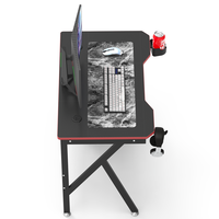Bureau de jeu en bois noir en forme de K, modèle BEISIJIE, directement de l'usine, avec porte-gobelet et design extensible