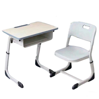 Bureau d'étude individuel RSD moderne et écologique en plastique et acier, avec pieds stabilisés, pour salle de classe et mobilier scolaire