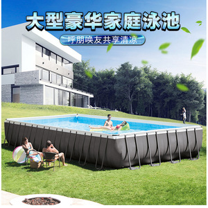 สระว่ายน้ำทรงสี่เหลี่ยมแบบตั้งพื้น โครง PVC ขนาดใหญ่พิเศษ สำหรับว่ายน้ำและกีฬาทางน้ำทุกวัย - Product Image 2