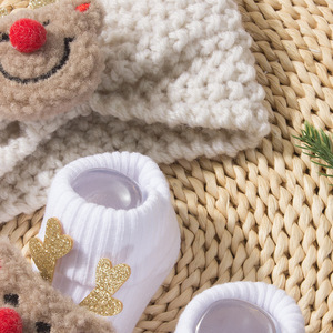 Gebreide Hoofdband En Sokken Baby Set Kerst Cartoon Kinderen Outfit Herfst En Winter Warme Baby Tweedelige Set - Product Image 6