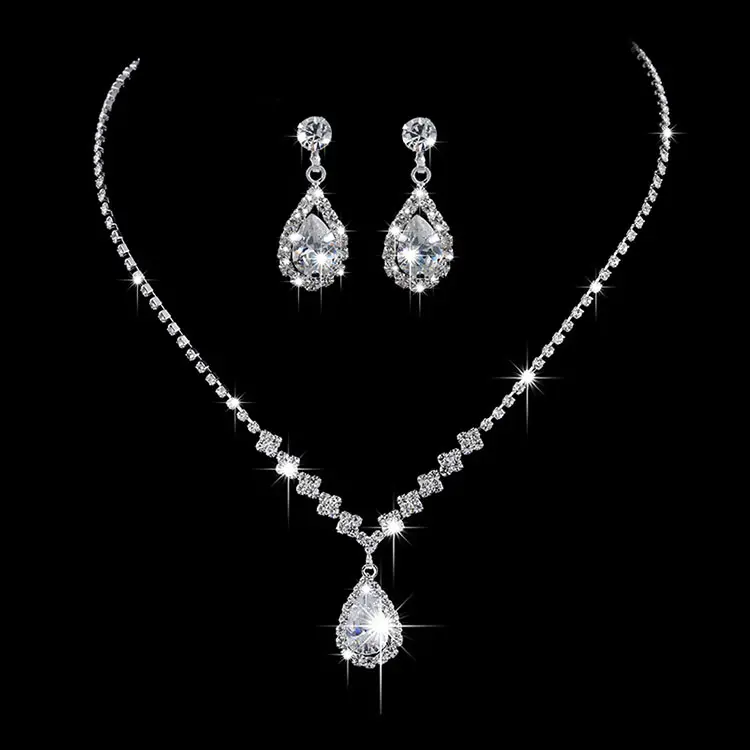 G1781 2022 Fashionable Hot Sale Bridal Luxury Necklace Jewelry Set Rhinestone Wedding Accessories Jewelry Set