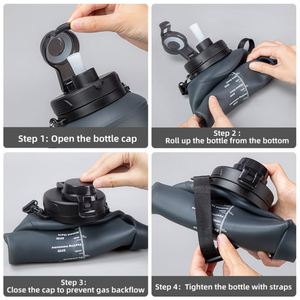 Wholesales Bicycle Climbing Custom 2L Bpa Free Fold Silicon Portable Gym Sport Travel Silicone <b>Collapsible</b> <b>Water</b> <b>Bottle</b> - Product Image 3