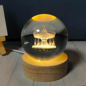 Veilleuse licorne carrousel lumineuse Princesse Elsa avec boule de cristal incrustée, décoration de chevet pour chambre <span class=keywords><strong>à</strong></span> coucher, cadeau de mariage/anniversaire - Product Image 3