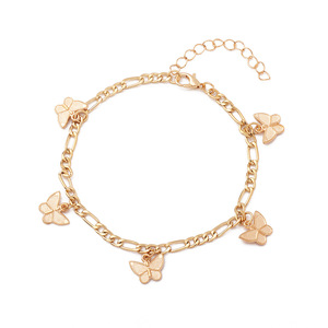 Cute <b>Gold</b> Plated Alloy Butterfly <b>Anklet</b> Set with Pink Rhinestone Chain for Women Gift Fashion Jewelry - Product Image 5
