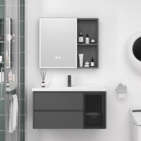 Vente en gros de meuble de salle de bain en aluminium Meuble-lavabo complet bon marché avec lavabos simples et miroir intelligent à LED