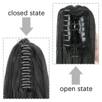 Perruque synthétique longue et droite tendance transfrontalière avec pince à cheveux queue de cheval volumineuse, permable et colorable, fabriquée à la machine