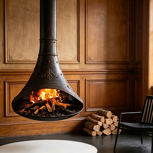 Chimenea Moderna de Leña, Estufa de Leña Independiente de Hierro Fundido, Calefacción Interior para el Hogar, Diseño de Lujo - Product Image 5