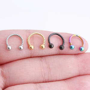 मुड़ रस्सी प्रभाव नाक घेरा नकली पट CBB घोड़े की नाल परिपत्र अंगूठी - Product Image 3