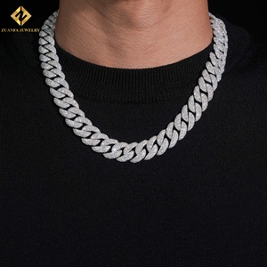 Collar de Cadena Cubana para Hombre, Plata 925, Bañado en Rodio, con Moissanita, Estilo Hiphop, Precio de Fábrica - Product Image 4