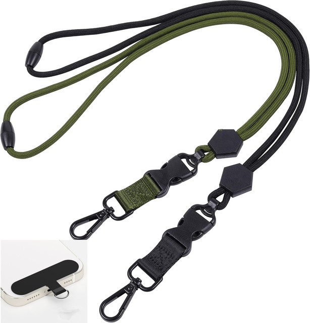 Durable Heavy Duty Round Cord Lanyard with Safety Breakaway Buckle for ID Card Badge Holder Keys with Patches for Most Phones