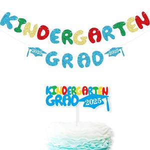Детский сад, 2025 блестящие бумажные украшения для торта, товары для украшения вечеринки, баннеры для выпускных вечеринок - Product Image 3