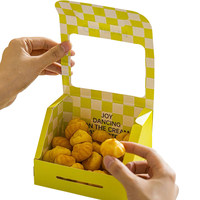 Boîte d'emballage carrée en carton recyclable personnalisée avec logo, fenêtre et poignée, pour gâteaux, anniversaires, mariages, fêtes, qualité alimentaire, vente en gros