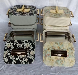 Ensemble populaire de 3 récipients isothermes de 3L, 4L et 5L avec couvercle floral en acier inoxydable et poignée dorée pour ustensiles de <span class=keywords><strong>cuisine</strong></span> africains - Product Image 2