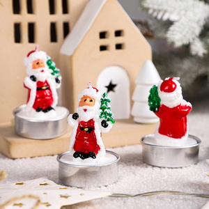 Shuangyuan 3.5*5Cm Sang Trọng Giáng Sinh Santa Claus Hình Dạng Nến Đặt Nhà Trang Trí Nghệ Thuật Thủ Công Trụ Cột Nến - Product Image 4
