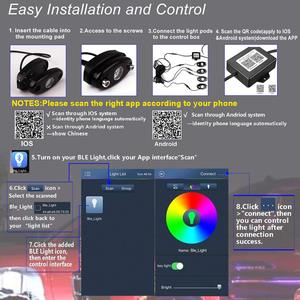 Feux LED RGB 4x 12V universels pour éclairage sous châssis de voiture avec contrôle Bluetooth pour mise à niveau et rénovation - Product Image 4