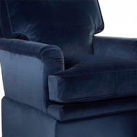 Fauteuil individuel en velours bleu foncé de style nord-européen et américain avec bordure jupe, mobilier de salon