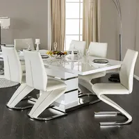 MDF拡張ダイニングルーム家具拡張可能な6/8シートモダンダイニングテーブルと椅子セット