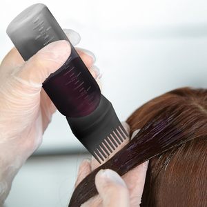Flacon applicateur de peigne racine avec logo personnalisé 6 onces applicateur de teinture capillaire brosse peigne racine de cheveux couleur avec échelle graduée - Product Image 2