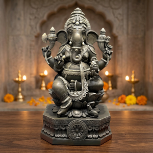 Estatua Moderna de Resina del Dios Krishna Tocando la Flauta |   Nirmala Handicrafts - Ídolo de Krishna Esculpido a Mano con Diseño Art Deco para Mesa - Product Image 3