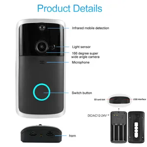 מכירה לוהטת חדש Wifi טבעת פעמון מצלמה Tuya חכם App מרחוק אלחוטי דלת בל Wifi וידאו פעמון עם פעמון סוללה