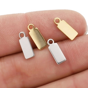 Colgante rectangular de acero inoxidable, color oro y plata, accesorio de joyería DIY para collar o pulsera, 18x6mm H1479 - Product Image 2