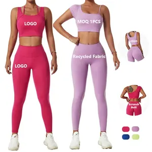 New Style Sexy Oblique Strap Sports Bra Butt Lift Leggings Gym Yoga Suit Women Workout Fitness Active Wear
