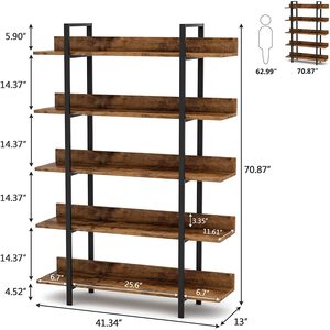 Kệ Sách Thang Gỗ Kim Loại Kệ Sách Kim Loại Gỗ Kệ Sách Gấp Gọn Trang Trí Công Nghiệp Hiện Đại Thiết Kế Cổ Bằng Gỗ Kim Loại - Product Image 3