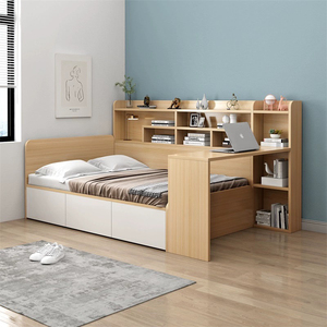 Cama Moderna y Lujosa <span class=keywords><strong>con</strong></span> Cabecera Tapizada Extensible y Convertible, <span class=keywords><strong>con</strong></span> <span class=keywords><strong>Cajones</strong></span> <span class=keywords><strong>Laterales</strong></span> de Almacenamiento para Sala de Estar - Product Image 4