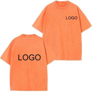 Camiseta de Algodón 100% de Lujo para Niños al por Mayor, Tallas Grandes, de Alta Calidad, Lisa, con Logo Vintage Personalizado, Efecto Desgastado, Oversize, con Acabado Ácido Comprimido - Product Image 5