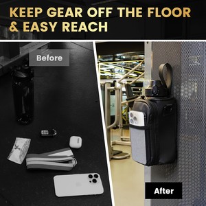 Bolsa para botella de agua con bolsillo para teléfono, funda aislante para gimnasio, fitness, bandolera, unisex, color negro - Product Image 3