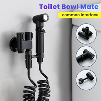 Ensemble pulvérisateur de bidet WC puissant Shattaf, anti-rouille, noir mat, avec robinet d'angle un entrée deux sorties, pistolet de nettoyage pour salle de bain