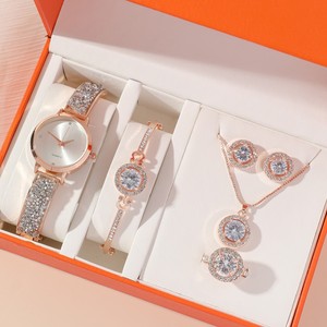 Fashion Temperament Luxury Set Face Stainless Steel Strap Quartz Watch Pointer Rhinestone Pendant Bracelet - Product Image 4
