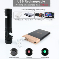 Lampe de poche tactique XML T6 étanche, la plus brillante, rechargeable par usb, torche portable pour l'auto-défense, 1200 lumens