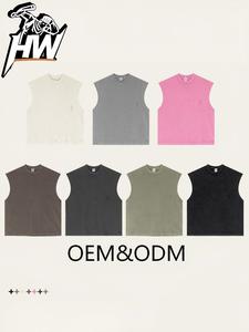 Camiseta de algodón sin mangas estilo americano vintage con agujeros para <span class=keywords><strong>hombre</strong></span>, peso pesado 275g, batik desgastado, verano 2025 - Product Image 3