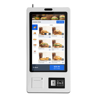 Kiosque de commande en libre-service 24'' 32'' avec écran tactile capacitif 10 points, Android OS, WiFi/LAN, SDK, pour restaurants et fast-foods, paiement à la caisse