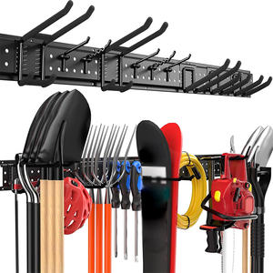 JH-Mech 차고 도구 주최자 벽 마운트 64 인치 최대 520 파운드 블랙 탄소 강철 차고 도구 후크 - Product Image 1