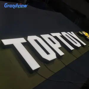 Sinal de led de letras iluminado em aço inoxidável, entrega rápida, logotipo da marca 3d, logotipo de loja/empresa, sinal de letras iluminadas