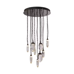 Lámpara colgante de Hotel Villa con personalidad de moda americana moderna, Araña de cristal de lujo con gota de lluvia para escaleras de comedor - Product Image 1