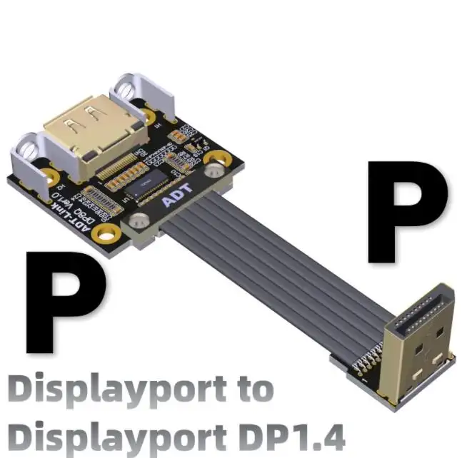 Cable de montaje de Panel hembra, Displayport plano de 90 grados, TPE, versión 1,4