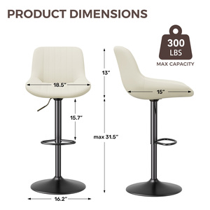 <b>Adjustable</b> Steady Modern Swivel <b>Bar</b> <b>Stools</b> Backs Counter <b>Height</b> Synthetic Leather Outdoor Mall Dining Living Room Use Iron Frame - Product Image 6