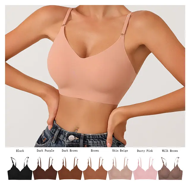 SFYW65 plus-size Thin bra Lingerie No underwire Comfortable Breathable bra Women's halter push-up solid color bra