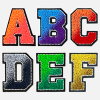 Patchs personnalisés dégradés multicolores, lettres thermocollantes, patchs brodés en chenille, appliques alphabet pour vêtements, chapeaux, sacs
