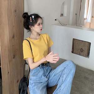 T-shirt ample et polyvalent pour femme, style coréen, couleur bonbon, taille plus, manches courtes, col rond, I-0665 - Product Image 2